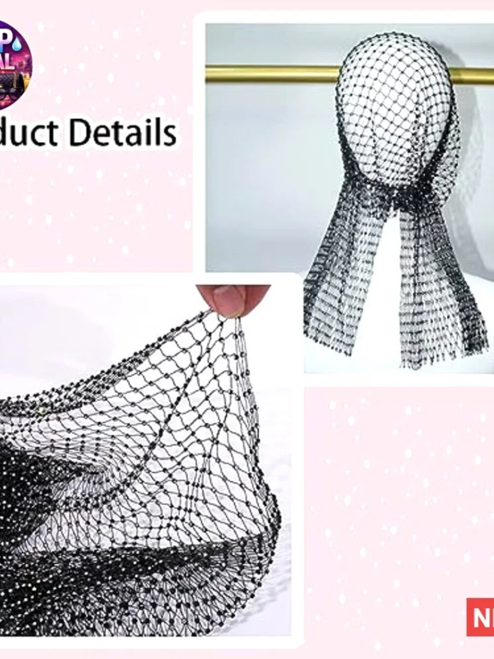 Rhinestone Mesh Headbands, Sparkly Crystal Hair Accessories, Stretchy Headwraps